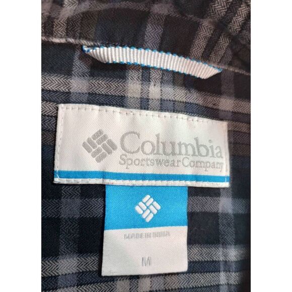 Columbia Shirt Men's Medium Gray Blue Button Front Long Sleeve - Picture 6 of 8